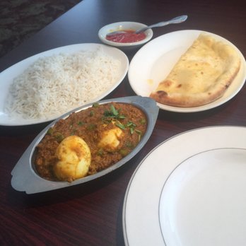 Amrit Palace - Keema Egg (the lunch special i picked), which comes with Jasmine Rice, Pita, & Chutney - Indian Near Me - Ocala, Florida