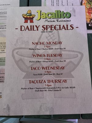 Menu photo 4 Jacalito Mexican Restaurant Miami, FL