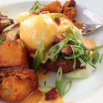 Monti's - Crab cake Benedict... Egg over hard that time. :-) no biscuit- all crab cake! - Mediterranean Near Me - Santa Rosa, California Monti's - Crab cake Benedict... Egg over hard that time. :-) no biscuit- all crab cake! - Mediterranean Near Me - Santa Rosa, California