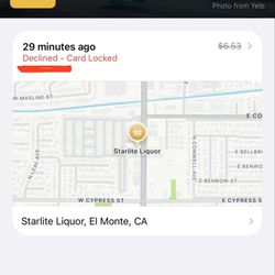 Starlite Liquor - Shows my card was attempted to be used there and was declined.
