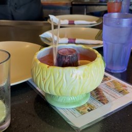 Volcano drink, it is lit on fire. Volcano drink, it is lit on fire.