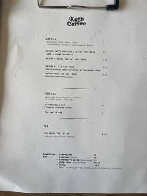 Menu photo 1 The Keep Coffee San Diego, CA Menu photo 1 The Keep Coffee San Diego, CA