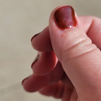 Impression Nails and Spa - Uneven polish and polish on the finger after I asked the tech to clean it off. - Nail Salons Near Me - Clovis, California Impression Nails and Spa - Uneven polish and polish on the finger after I asked the tech to clean it off. - Nail Salons Near Me - Clovis, California