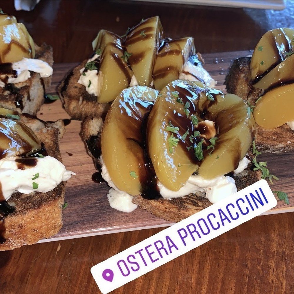 Osteria Procaccini - Pennington - Bruschetta with CANNED peaches and burnt bread - Pizza Near Me - Pennington, New Jersey Osteria Procaccini - Pennington - Bruschetta with CANNED peaches and burnt bread - Pizza Near Me - Pennington, New Jersey