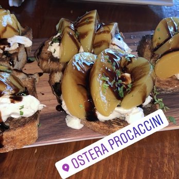 Osteria Procaccini - Pennington - Bruschetta with CANNED peaches and burnt bread - Pizza Near Me - Pennington, New Jersey