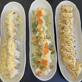 Sushi Spot - Shrimp tempura roll, Calvin's choice roll, and crab tempura roll. - Japanese Near Me - Aiea, Hawaii