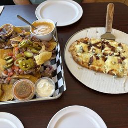 Bacon & Blue Honey Flatbread Piled High Nachos we added brisket Bacon & Blue Honey Flatbread Piled High Nachos we added brisket