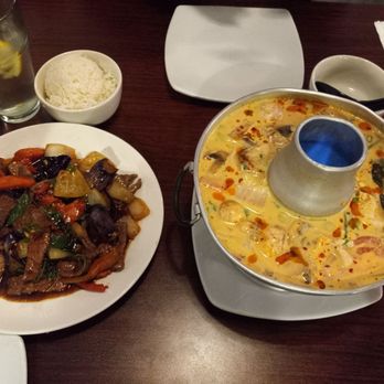 Pad Thai Cafe - Spicy Eggplant with Beef, & Tom Kha with Chicken - both great! (Spice level 4 out of 5.) - Thai Near Me - Glendale, Arizona