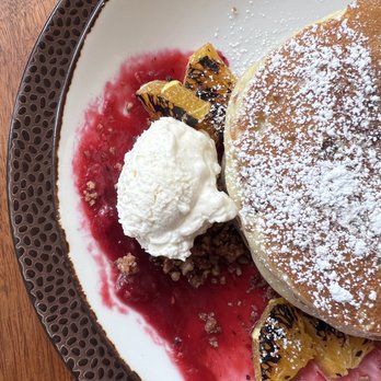 Blue Duck Tavern - Buttermilk Pancakes (Orange-Scented, Pecan-Praline Streusel, Cranberry-Mandarin Compote, Whipped Mascarpone - New American Near Me - Washington, DC, District of Columbia Blue Duck Tavern - Buttermilk Pancakes (Orange-Scented, Pecan-Praline Streusel, Cranberry-Mandarin Compote, Whipped Mascarpone - New American Near Me - Washington, DC, District of Columbia