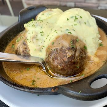Arrowhead Grill - Heritage Meatballs - 100% aged prime beef meatballs made from scratch daily, served w Yukon Gold mashed potatoes & veal bone broth - Seafood Near Me - Glendale, Arizona Arrowhead Grill - Heritage Meatballs - 100% aged prime beef meatballs made from scratch daily, served w Yukon Gold mashed potatoes & veal bone broth - Seafood Near Me - Glendale, Arizona
