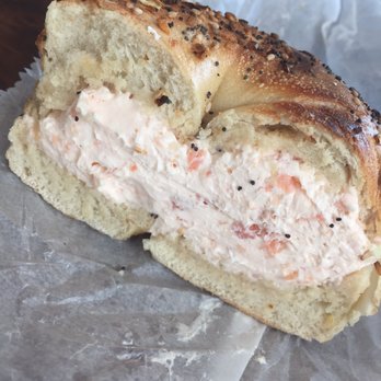 Baker's Dozen - The very generous amount of cream cheese that I can always expect from my bagel. - Bagels Near Me - Brooklyn, New York