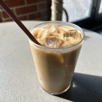 Brass Tacks - Iced vanilla Latte with oat milk - Coffee & Tea Near Me - Houston, Texas