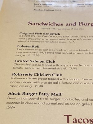 Menu photo 1 Joey's Seafood & Grill Houghton, MI