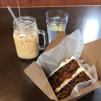 The Watershed Cafe - Iced Breve and Carrot cake for later - Comfort Food Near Me - Osceola, Wisconsin