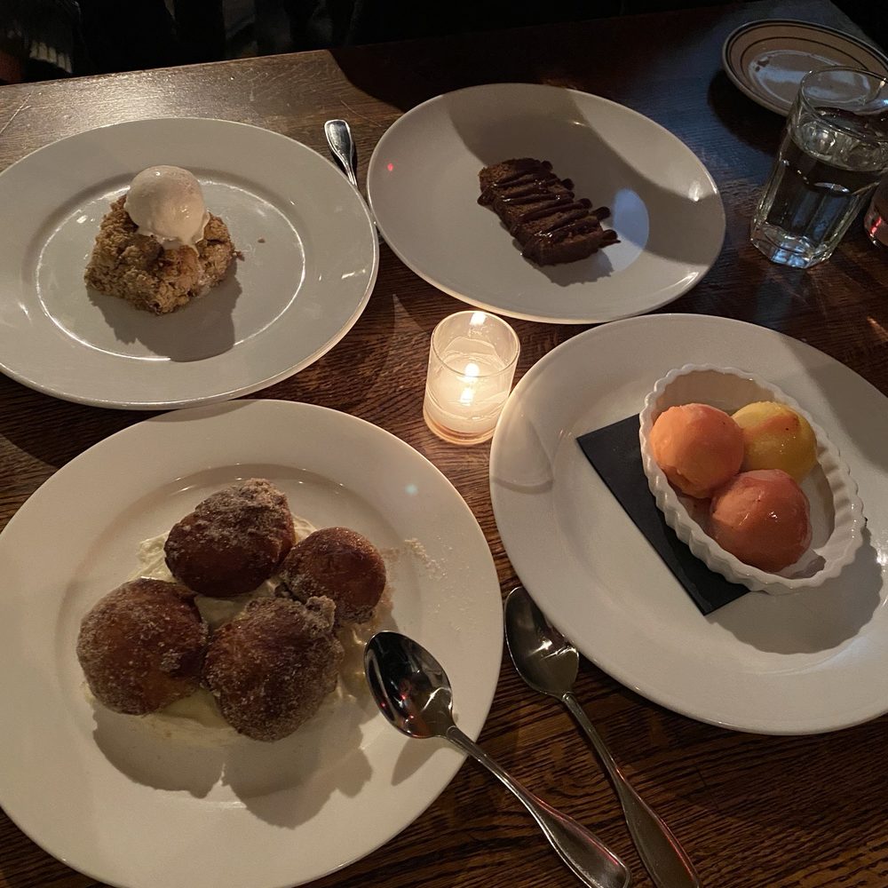 La Morra - Restaurant week desserts - Sorbet Trio, Budino Bonet, Seasonal (apple) Crisp, Bombolini donut holes - Italian Near Me - Brookline, Massachusetts La Morra - Restaurant week desserts - Sorbet Trio, Budino Bonet, Seasonal (apple) Crisp, Bombolini donut holes - Italian Near Me - Brookline, Massachusetts