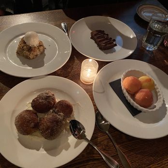 La Morra - Restaurant week desserts - Sorbet Trio, Budino Bonet, Seasonal (apple) Crisp, Bombolini donut holes - Italian Near Me - Brookline, Massachusetts