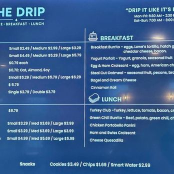 The Drip Coffee House - Menu - Breakfast & Brunch Near Me - Alamogordo, New Mexico