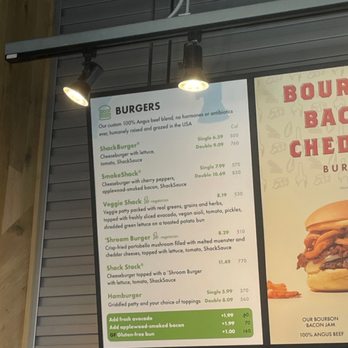 Shake Shack Pasadena - Their burger menu.   I love that they have so many veggie options! - Burgers Near Me - Pasadena, California