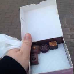 Their small box of assorted homemade chocolates. They jump into your mouth! Their small box of assorted homemade chocolates. They jump into your mouth!