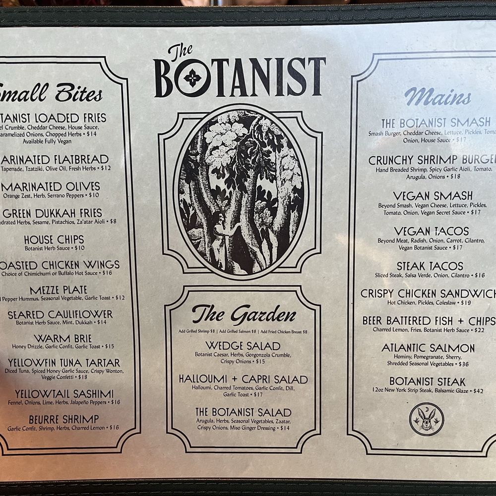 The Botanist - Menu - Cocktail Bars Near Me - Bakersfield, California