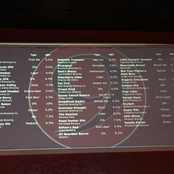 Engine No 9 - Bottle list displayed on wall screen - Burgers Near Me - Saint Petersburg, Florida