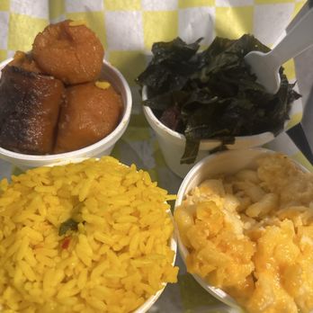 FatBoys Kitchen - Vegetarian plate  Mac & Cheese Lunch,yelllow rice collards and yams - Food Trucks Near Me - Raleigh, North Carolina