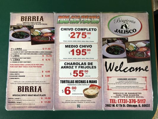 Menu photo 2 Birrieria Jalisco Chicago, IL