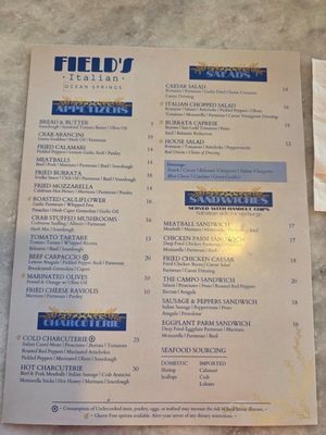 Menu photo 4 Field’s Italian Ocean Springs, MS