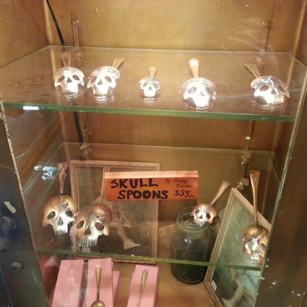 Dolly Python - Cabinet with cool skull spoons - Used, Vintage & Consignment Near Me - Dallas, Texas