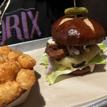 Lucky Luke Brewpub - Big Dill burger- burger of the month - Breweries Near Me - Lancaster, California