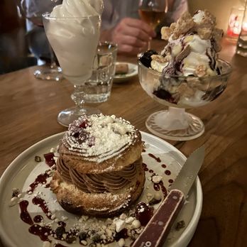 Canard - Paris-Brest $13, blueberry pie parfait $13, vanilla soft serve $6 - Wine Bars Near Me - Portland, Oregon Canard - Paris-Brest $13, blueberry pie parfait $13, vanilla soft serve $6 - Wine Bars Near Me - Portland, Oregon