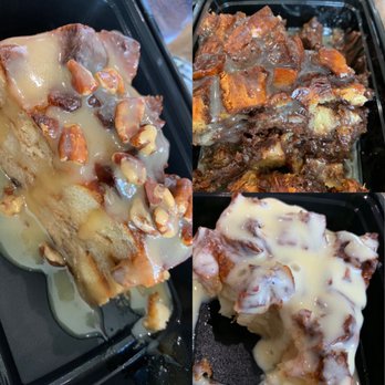 Gulf Coast Bread Pudding - Banana Rum with praline sauce, Chocolate with Bourbon Sauce and the Vanilla with Vanilla sauce Bread Pudding . - Desserts Near Me - Houston, Texas Gulf Coast Bread Pudding - Banana Rum with praline sauce, Chocolate with Bourbon Sauce and the Vanilla with Vanilla sauce Bread Pudding . - Desserts Near Me - Houston, Texas