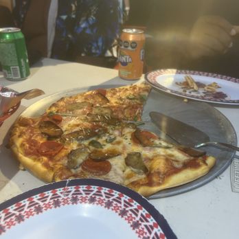 Pizza Mike's - Thin crust meat pizza! - Pizza Near Me - Isla Mujeres, ROO