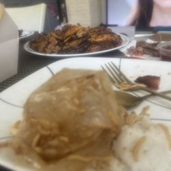 Pancit canton with papers. A special kind of paper, it didn't melt.