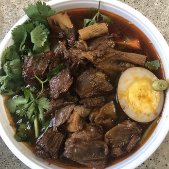 Harmony Tea Shoppe - Take out of Spicy Sauced Brisket La- Mian. Packaged neatly in nice looking to go containers - Ramen Near Me - Indianapolis, Indiana