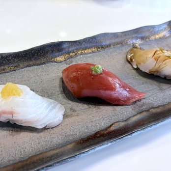 Izumi Sushi - nigiri made with madai, akami and kurodai - Japanese Near Me - Littleton, Colorado Izumi Sushi - nigiri made with madai, akami and kurodai - Japanese Near Me - Littleton, Colorado