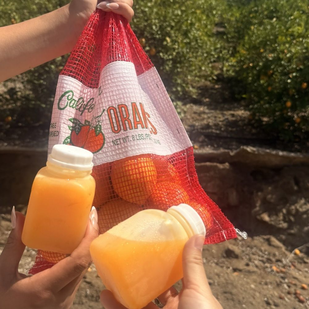 Tangerine juice and the tangerines we picked
