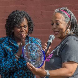 Spike's Trophies - Crystal vase presented to Mayor Parker