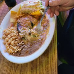 Shredded beef taco, chili relleno combo.