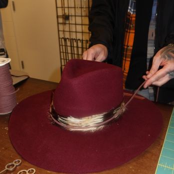 Hats by Parker Thomas - I went with a brown feather band and light red cord to be wrapped around the band twice. - Hats Near Me - Denver, Colorado Hats by Parker Thomas - I went with a brown feather band and light red cord to be wrapped around the band twice. - Hats Near Me - Denver, Colorado