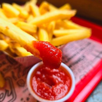 The Playhouse Swillburger - Fries with homemade ketchup. - Burgers Near Me - Rochester, New York The Playhouse Swillburger - Fries with homemade ketchup. - Burgers Near Me - Rochester, New York