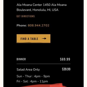 Texas de Brazil - IG advertised take out, and the web site does as well, but apparently they do not - Steakhouses Near Me - Honolulu, Hawaii Texas de Brazil - IG advertised take out, and the web site does as well, but apparently they do not - Steakhouses Near Me - Honolulu, Hawaii