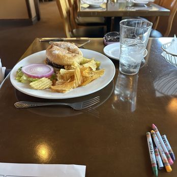 Marigold Cafe & Bakery - Blue cheese burger w house made chips - Bakeries Near Me - Colorado Springs, Colorado Marigold Cafe & Bakery - Blue cheese burger w house made chips - Bakeries Near Me - Colorado Springs, Colorado