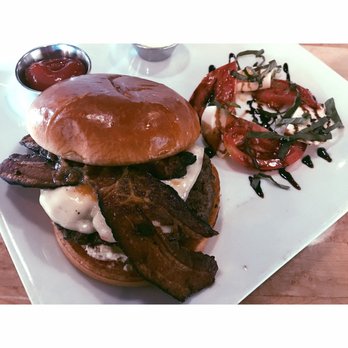 Forager Brewery - Fuego burger and Caprese salad - Breweries Near Me - Rochester, Minnesota Forager Brewery - Fuego burger and Caprese salad - Breweries Near Me - Rochester, Minnesota