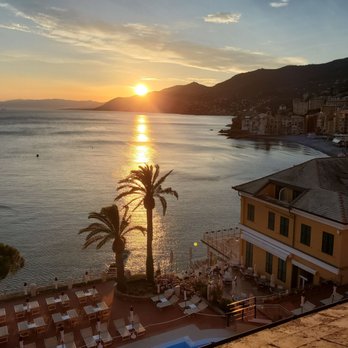 Hotel Cenobio dei Dogi - Sunset from our room looking towards Genoa. What a special place this hotel is! - Hotels Near Me - Camogli, GE