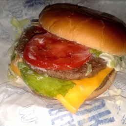 Daily double burger, no onion. Daily double burger, no onion.