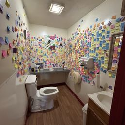 Encouraging sticky notes in bathroom Encouraging sticky notes in bathroom