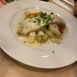 Braised veal and "stock vegetables"