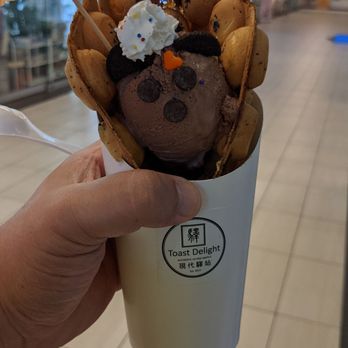 Toast Delight - Banana & Sesame Waffle with a scoop of Chocolate ice cream - Desserts Near Me - Markham, Ontario Toast Delight - Banana & Sesame Waffle with a scoop of Chocolate ice cream - Desserts Near Me - Markham, Ontario