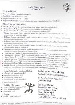 Menu photo 2 The Latin Corner Deltona, FL